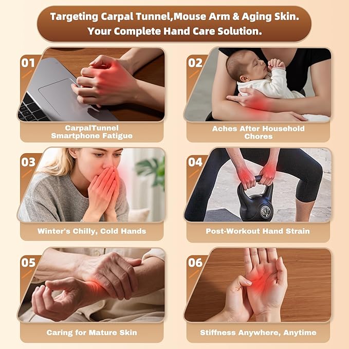 Hand Massager with Heat and Compression Cordless Electric Hand &amp Wrist Massager for Arthritis &amp Carpal Tunnel Relief 3 Modes Rechargeable – Gray