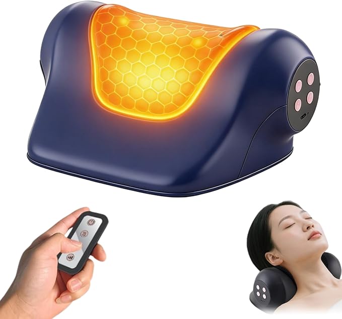 3-in-1 Neck Massager with Heat Red Light &amp Vibration Adjustable Heated Neck Stretcher 3 Adjustable Modes Cervical Traction Device Suitable for Pain Relief