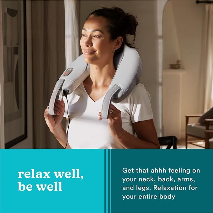 Homedics Pro Therapy Vibration Neck Massager with Soothing Heat Portable Pain Relief Massage for Stiff Neck Muscles Soothing Heat for Tension and Stress Release Customizable Speeds