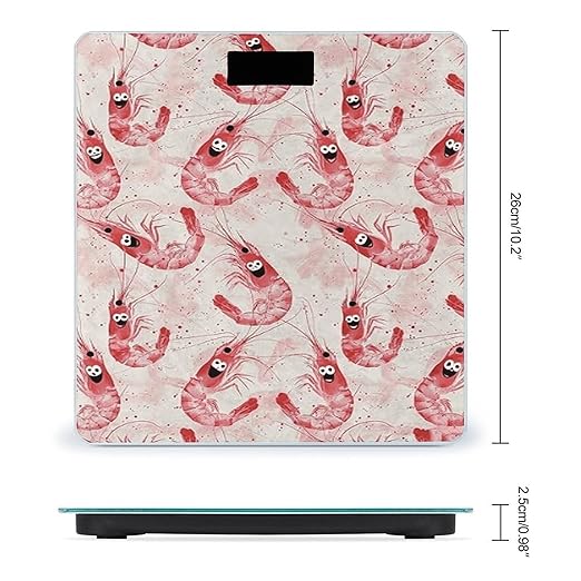 Funny Shrimp Weight Scale Large Bathroom Scales Digital Weight with Bright LED Display Non Slip Automatic Weighing Scale Fashion Weighing Machine for Body