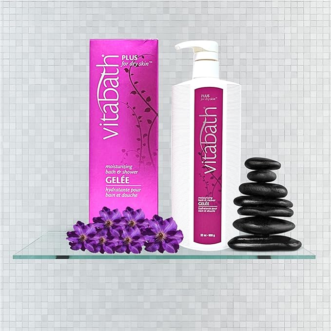 Vitabath Plus For Dry Skin Moisturizing Bath &amp Shower Gel Wash Replenishing Oils Deeply Hydrate &amp Soothe Dryness Body Cleanser Skin Restore &amp Foaming Gelee Bath - 32 oz