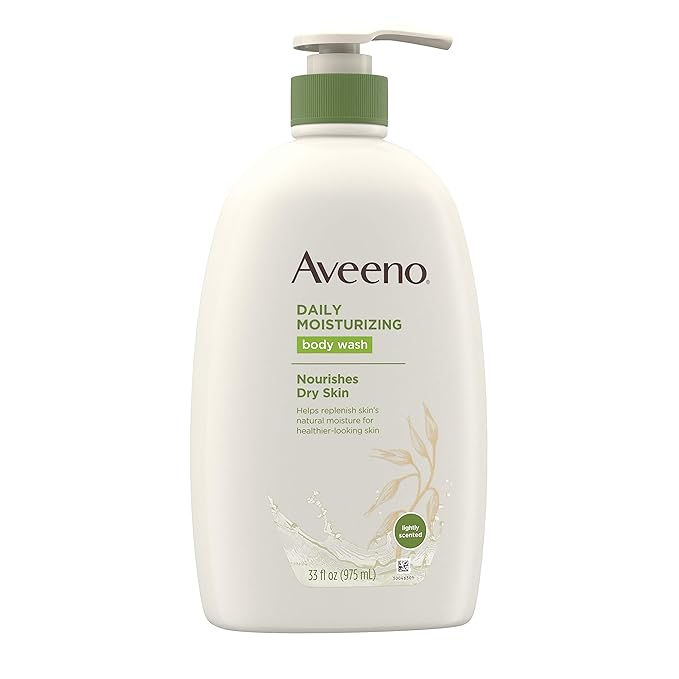 Aveeno Daily Moisturizing Body Wash with Soothing Oat Creamy Shower Gel Soap-Free and Dye-Free Light Fragrance 33 fl. oz (Pack of 6)