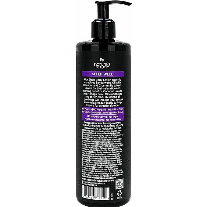 Nature's Beauty Lavender Chamomile Sleep Body Wash for Women Multi-Pack- Gentle Bath + Body Cleanser Sooth and Calm Combination to Dry Skin Made w/Coconut Jojoba + Moringa Seed Oils 16floz (2 Pack)