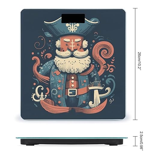 Pirate Characters Scale for Body Weight Anti-Slip Digital Bathroom Scale Sturdy Toughened Glass Weighing Scales High Precision Safe Rounded Corners Smart Scales