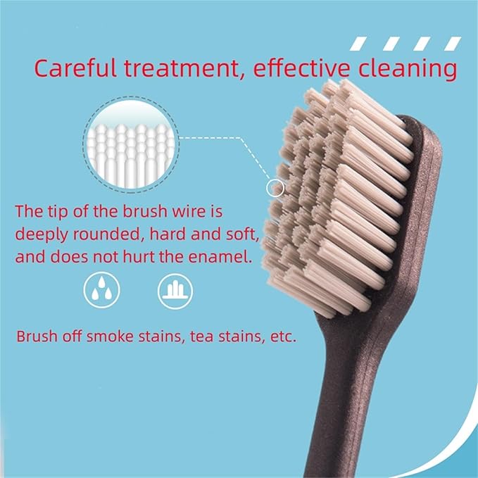 Adult Manual Medium Hard-bristled Toothbrushes with Cover Wide Head Medium SizeHard Blue and Black Toothbrush 10 Count (1 Pack)