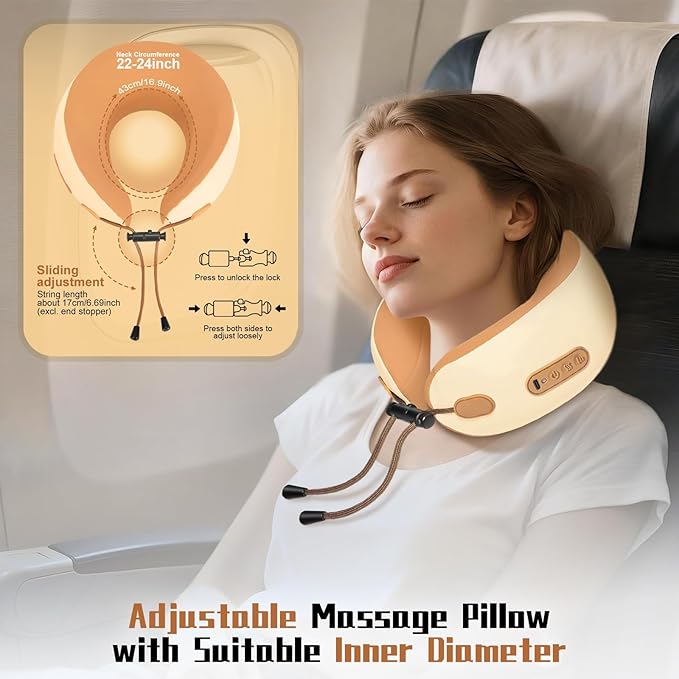Neck Massager Pillow with HeatingPortable Heated Kneading Massage Cushion PillowCordless Shiatsu Neck Massagerfor Neck Pain Relieffor HomeAirplaneCarOfficeTravel