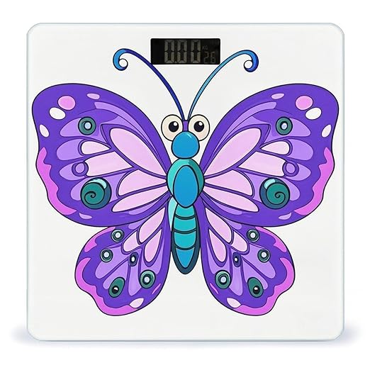 Purple Butterfly Scale for Body Weight Accurate Digital Bathroom Scale Toughened Glass High Precision Scales Smart Weight Scales with Large LCD Backlight Display Weighing Machine