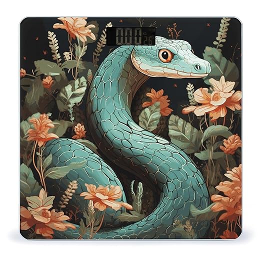 Snake and Flower Bathroom Scale for Body Weight Bathroom Weighing Scale with Backlit LCD Display Highly Accurate Measures Weight Up to 180kg