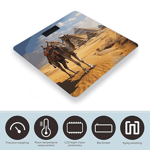 Pyramid Camel Bathroom Scale for Body Weight Bathroom Weighing Scale with Backlit LCD Display Highly Accurate Measures Weight Up to 180kg
