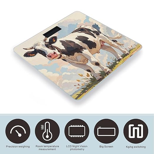 Dairy Cow Scale for Body Weight Accurate Digital Bathroom Scale Toughened Glass High Precision Scales Smart Weight Scales with Large LCD Backlight Display Weighing Machine