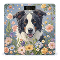Border Collie Florals Scale for Body Weight Highly Accurate Digital Bathroom Body Scale Digital Bathroom Scales for People Anti-Slip Large LCD Display Smart Scales