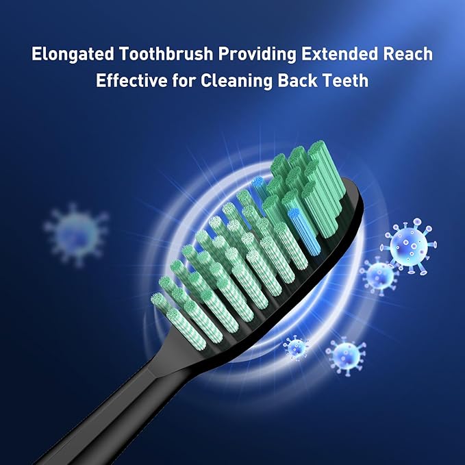 Toothbrush Replacement Whitening Heads Compatible with TAO Clean Sonic Electric Toothbrush - Brush Heads Refills Medium Bristles Black