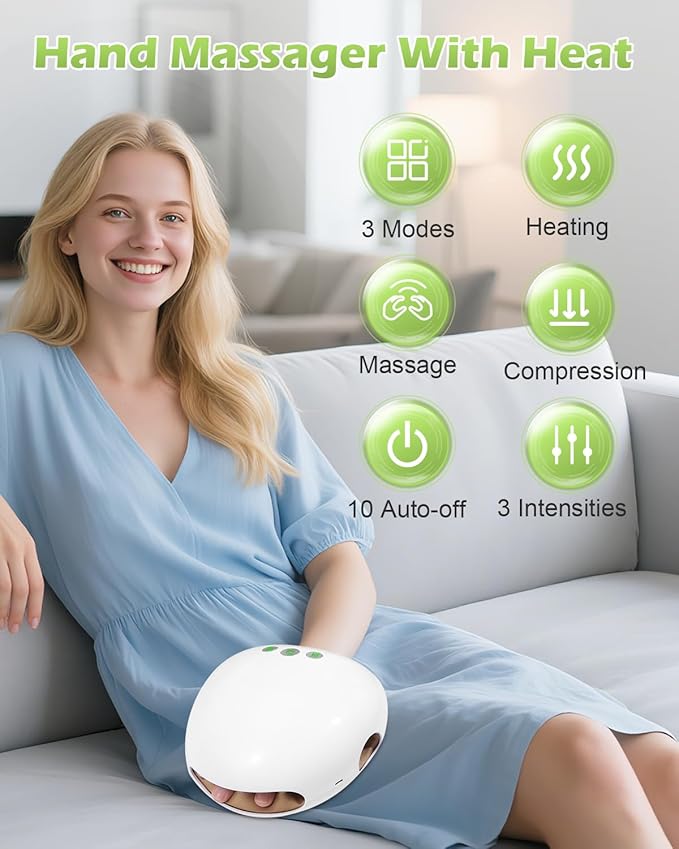 KeeKit Electric Hand Massager Cordless Massager Tool with Heat &amp Compression 3 Intensity Levels Rechargeable Hand Pain Relief for Arthritis Carpal Tunnel Muscle Relaxation for Women &amp Me