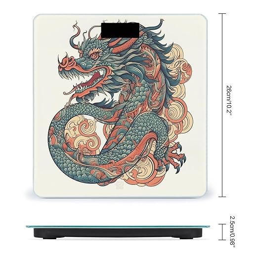 Red and Cyan Dragon Scale for Body Weight Digital Bathroom Scale Accurate Smart Weight Scales with Large Display Weighing Machine High Precision Scales