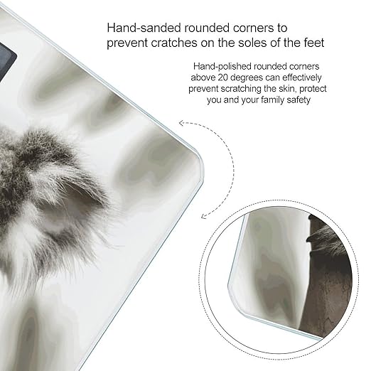 Koala Bathroom Scale Automatic Power On/Off Body Scales LCD Backlight Display Square Digital Scale Rounded Corners Bathroom Scales for Home Bedrooms