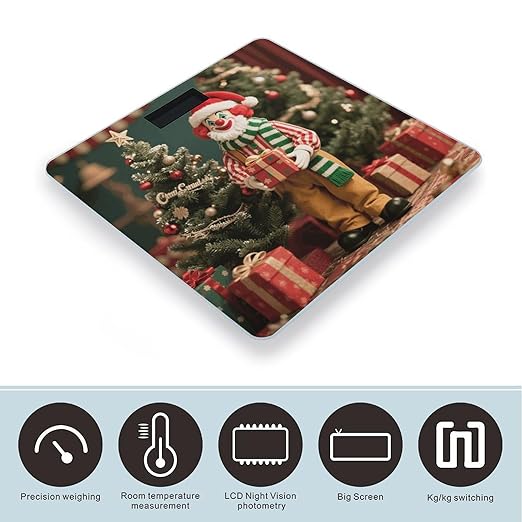Country-Style Clown Scale for Body Weight Sturdy Tempered Glass Weighing Scales with LCD Display Accurate Digital Bathroom Scale Convenient Body Fat Smart Scales Easy Read