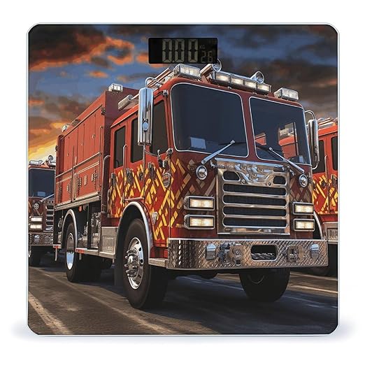 Fire Truck Bathroom Scale Rounded Smart Scale for Body Weight Automatic Power On/Off Weight Scales Accurate Bathroom Digital Scales for Pet Home Bedroom Kitchen