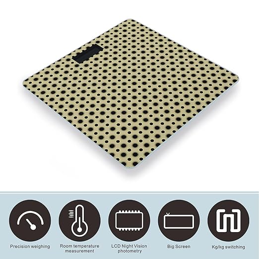 Digital Glass Polka Dot Tan BlackBathroom Scale Scale for Body Weight Digital Bathroom Weighing Machine Battery Powered Measures Weight Up to 400 Lb Capacity