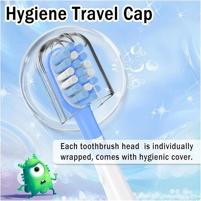 Kids Replacement Toothbrush Heads Compatible with Phillips HX6032/94HX6320HX6340HX6321HX6330HX6331 Compact Toothbrush Heads Replacement Brush Heads for 3-7 Years Old Kids