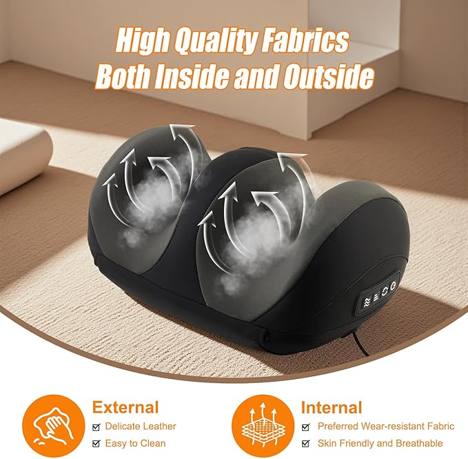 Foot Massager with Heat Shiatsu Kneading Foot and Calf Electric Massager Machine with Roller Massage Feet/Arm/Calf/Ankle for Relax Plantar Fasciitis Pain Relief Gifts for Women &amp Men Black