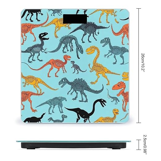 Women's Digital Bathroom Weighing Scale Automatic Switch Energy Saving Scale Smart Scale for Body Weight Dinosaurs Skeleton Cartoon