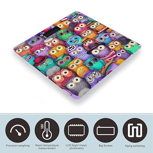 Women's Digital Bathroom Weighing Scale Automatic Switch Energy Saving Scale Smart Scale for Body Weight Cute Cartoon Owls