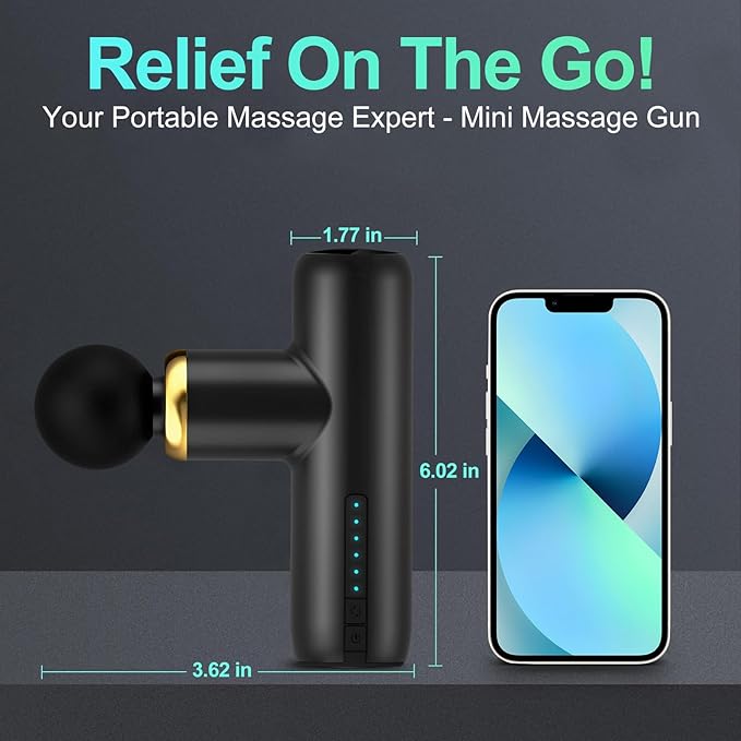Mini Massage Gun Pocket-Sized Massage Gun Deep Tissue Quiet Portable Percussion Muscle Travel Massager GunBack/Neck Massager for Pain Relief Deep Tissue (Black)