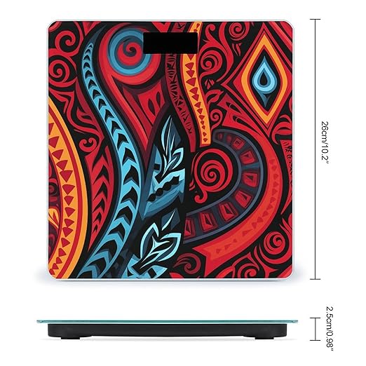 Digital Bathroom Scale for Body Weight Scale with Bright LCD Display High Accuracy Step-On Technology Auto On/Off Abstract Tribal Pattern Digital Scales 400 Lbs /180kg