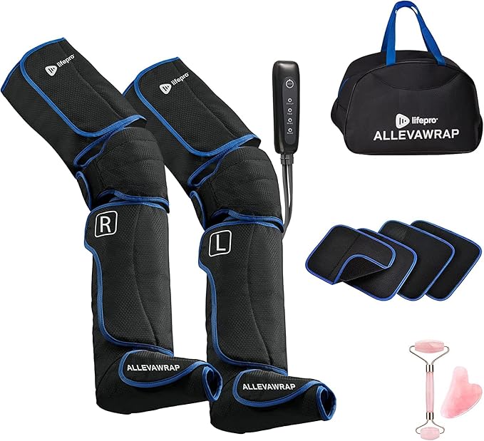 LifePro Leg Massager for Circulation and Pain Relief -Certified Leg Compression Massage Boots with Heat Foot and Calf Massage Recovery Machine with 5 Modes and 2 Extension Wraps