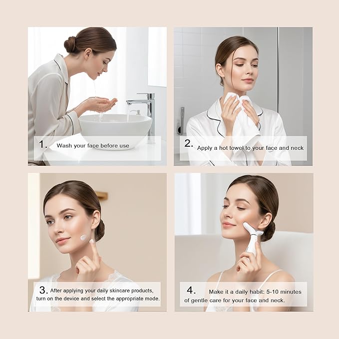 Face and Neck Massager 7-Color LED Light Beauty Tool with Heat and Vibration for Daily Skin Care at Home