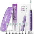 Aquasonic Vibe Series Ultra-Whitening Toothbrush – ADA Accepted Electric Toothbrush - 8 Brush Heads &amp Travel Case – 40000 VPM Motor &amp Wireless Charging - 4 Modes w Smart Timer – Satin Violet