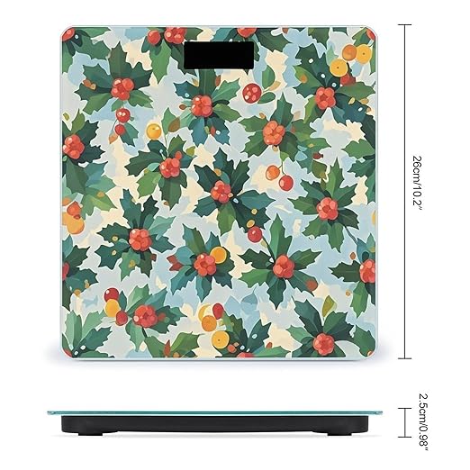 Herry Tree Pattern Bathroom Scale for Body Weight Bathroom Weighing Scales with Back Lit LED Display Sturdy Tempered Glass Body Weight Bathroom Scale 400lb Weighing