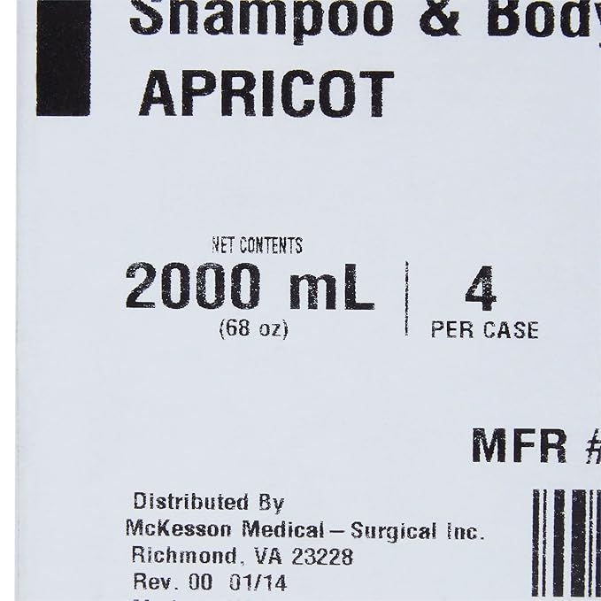 McKesson Body Wash and Shampoo Refill Bag Apricot Scent 2000 mL 4 Count