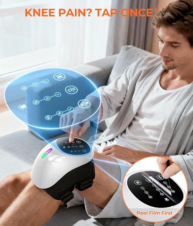 World's First 360° Knee Massager with 1-Second Heat - Cordless Red Light Therapy for Joint Comfort 3 Intensity Levels Perfect for Athletes Seniors &amp Active Adults