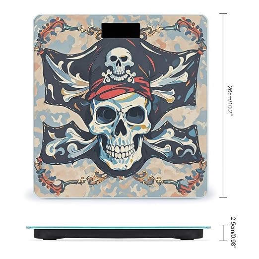 Pirate Flag Skull Scale for Body Weight Digital Bathroom Scale Accurate Smart Weight Scales with Large Display Weighing Machine High Precision Scales
