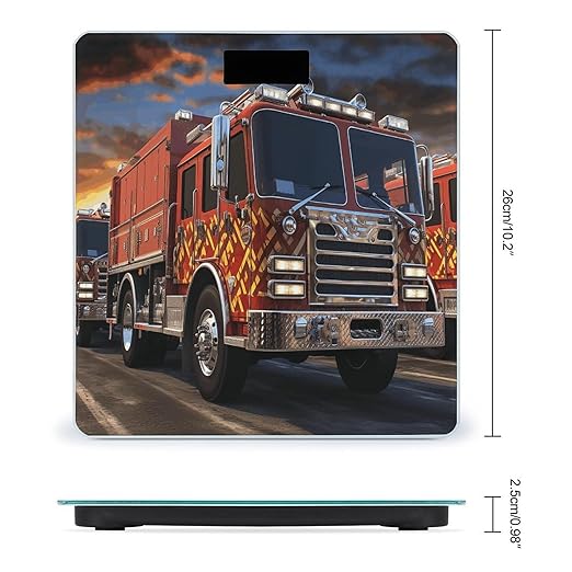 Fire Truck Scale for Body Weight Accurate Digital Bathroom Scale Toughened Glass High Precision Scales Smart Weight Scales with Large LCD Backlight Display Weighing Machine