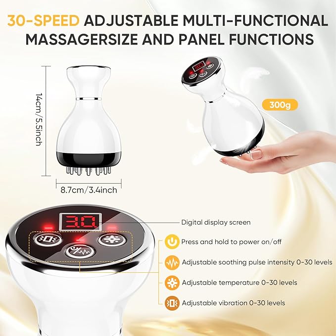 Lymphatic Drainage Massager - Anti Cellulite Massage Tool &amp Body Sculpting Machine with 30-Level Microcurrent Light Heat &amp Vibration for Legs Arms &amp Belly Body Helps Reduce Stretch Marks