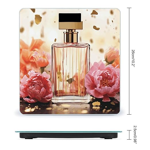 Fashion Perfume Bathroom Scale Large LCD Backlight Display Digital Scale Rounded Corners Body Scales Automatic Power On/Off Bathroom Scales for Home Bedrooms