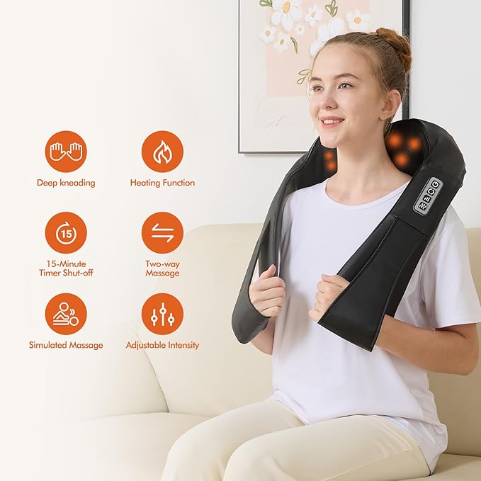 Neck and Shoulder Massager for Shoulder Massage and Neck Massage Shiatsu Neck Massager with Heat Shiatsu Back Massager for Office &amp Home Use Birthday Gifts for Him Her (Parents/Friends)