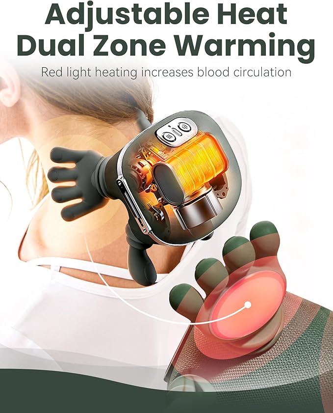 Neck and Back Massager Bionic Hand Design Portable Hand Massager 4d Shiatsu Deep Tissue Kneading for Shoulder Neck Back Legs Pain (2pcs)