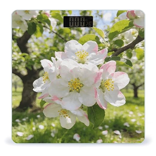 Apple Blossom Smart Scale for Body Weight Digital Bathroom Scale Toughened Glass Weight Scale with Large LCD Backlight Display High Precision Scales Weighing Machine