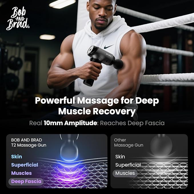 BOB AND BRAD T2 Massage Gun Deep Tissue Percussion Muscle Massage Gun for Back and Neck Upgraded 4000 mah Battery HSA Handheld Electric Back Massager for Athletes Pain Relief FSA Eligible