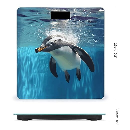Swimming Penguin Bathroom Scale Large LCD Backlight Display Digital Scale Rounded Corners Body Scales Automatic Power On/Off Bathroom Scales for Home Bedrooms