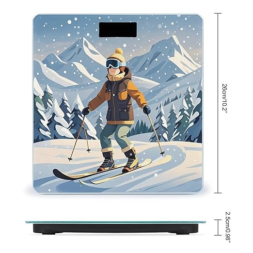 Skiing Theme Scale for Body Weight Digital Bathroom Scale Accurate Smart Weight Scales with Large Display Weighing Machine High Precision Scales