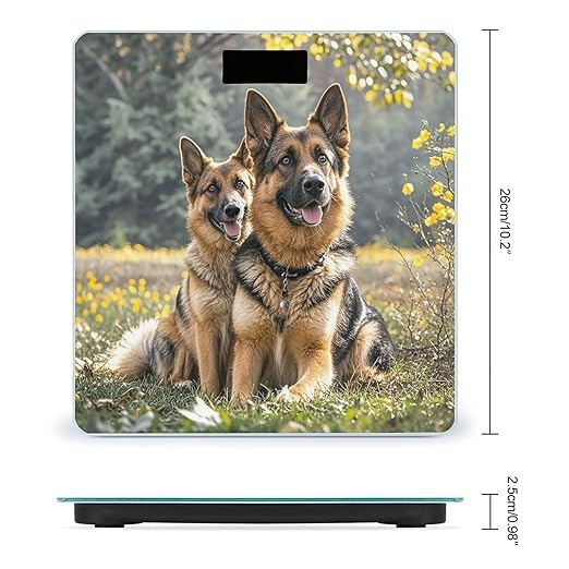 German Shepherd Dogs Bathroom Scale for Body Weight Bathroom Weighing Scales with Back Lit LED Display Sturdy Tempered Glass Body Weight Bathroom Scale 400lb Weighing
