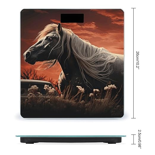 Romantic Mustang Scale for Body Weight Anti-Slip Tempered Glass Digital Bathroom Scales Clear LCD Display Weighing Scale Safe Rounded Corners Smart Scales