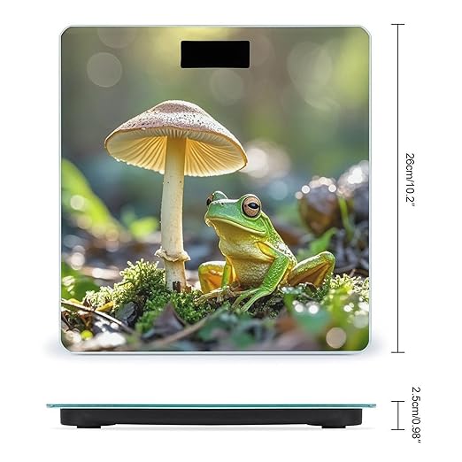 Cute Frog Under A Mushroom Bathroom Scale Digital Weight Scale Precision 400 Lbs Weighing Scales Large with LCD Backlight Display BMI Measures