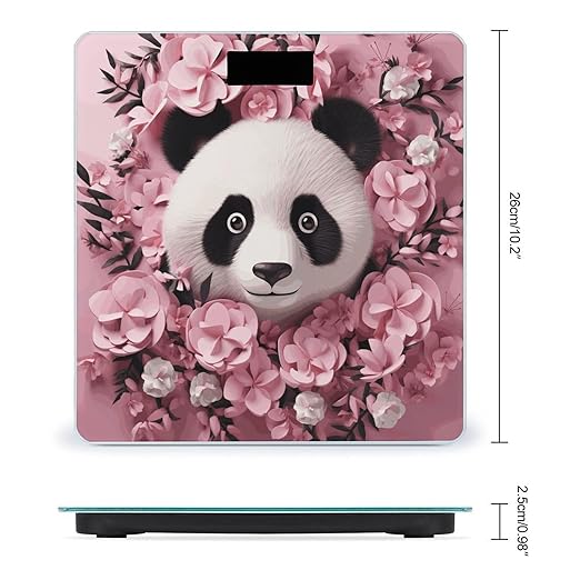 Pink Panda Scale for Body Weight Anti-Slip Digital Bathroom Scale Sturdy Toughened Glass Weighing Scales High Precision Safe Rounded Corners Smart Scales