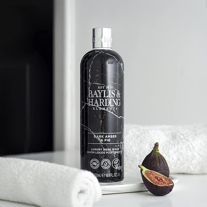 Baylis &amp Harding Liquid Body Wash Soap Elements Dark Amber &amp Fig 16.9oz/500ml (4-Pack)