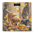 Dog and Maple Leaves Bathroom Scale for Body Weight Bathroom Weighing Scales with Back Lit LED Display Sturdy Tempered Glass Body Weight Bathroom Scale 400lb Weighing